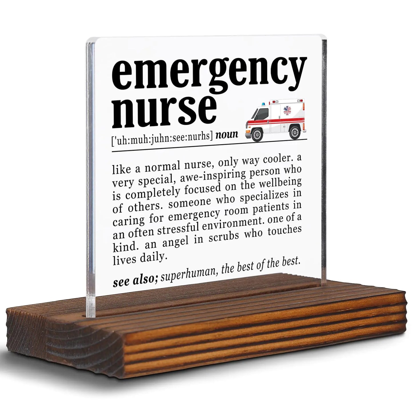 Emergency Nurse Gift Clear Desk Decorative Sign Appreciation Thank You Gift for Er Nurse First Responders ED Nurse Gifts for Nurse Week Grad Paramedic Office Decor Plaques Gift EDC65