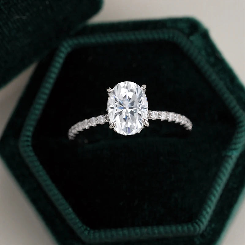 NeeTim 1ct 2ct 3ct Oval Cut Moissanite Rings with 925 Sterling Silver; the style ❤️