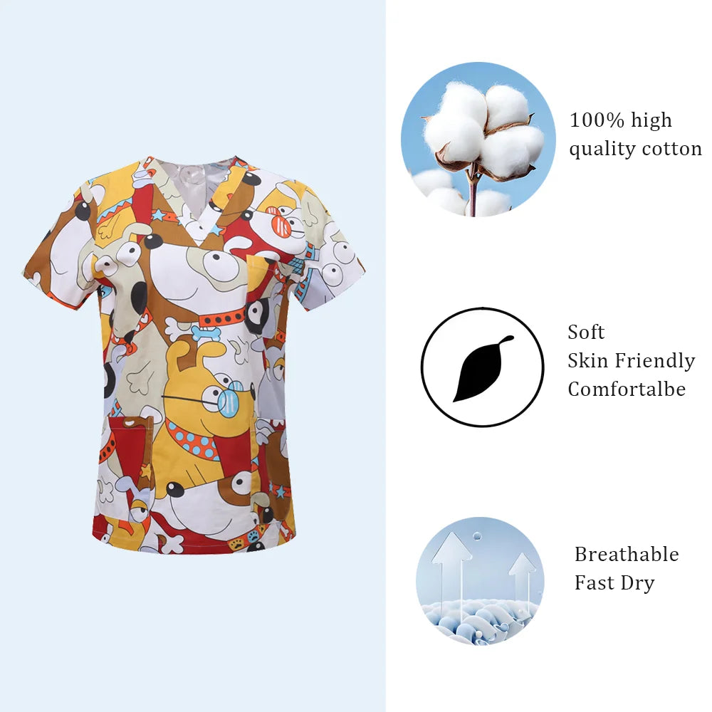 Favorite Pet Medical Scrub Tops-Cotton