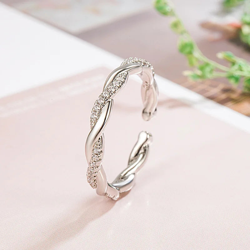 Twist Ring for Women Fashion 925 Sterling Silver Stack Twisted Ring Cubic Zirconia; irresistible❤️