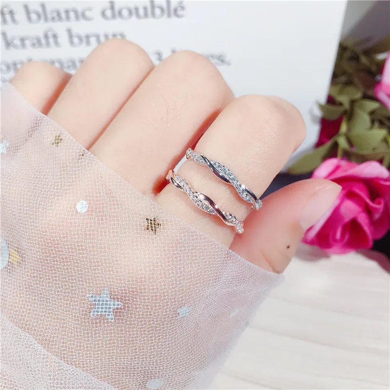 Twist Ring for Women Fashion 925 Sterling Silver Stack Twisted Ring Cubic Zirconia; irresistible❤️