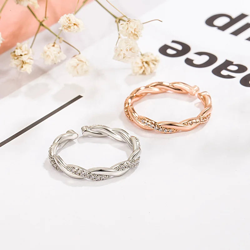 Twist Ring for Women Fashion 925 Sterling Silver Stack Twisted Ring Cubic Zirconia; irresistible❤️