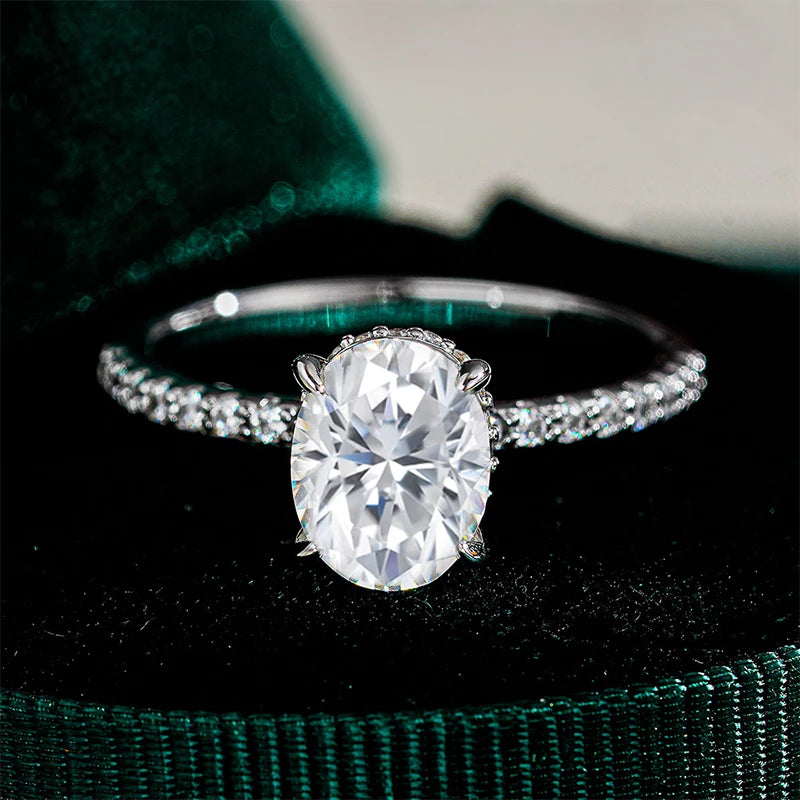 NeeTim 1ct 2ct 3ct Oval Cut Moissanite Rings with 925 Sterling Silver; the style ❤️