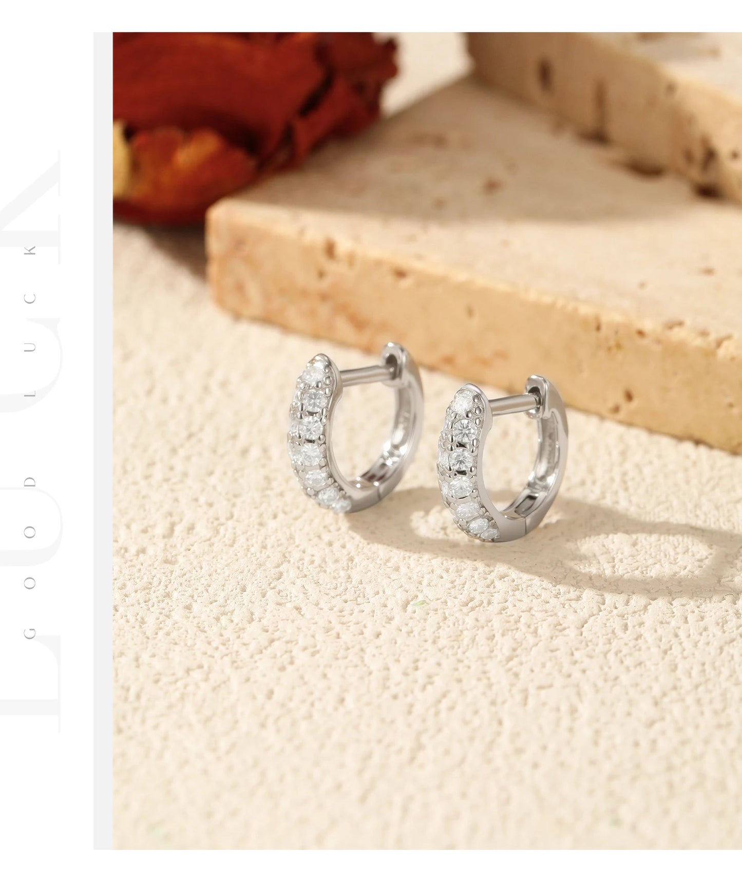 MODIAN D Color Sparkling Moissanite Circle Ear Buckle 925 Sterling Silver; cute ❤️