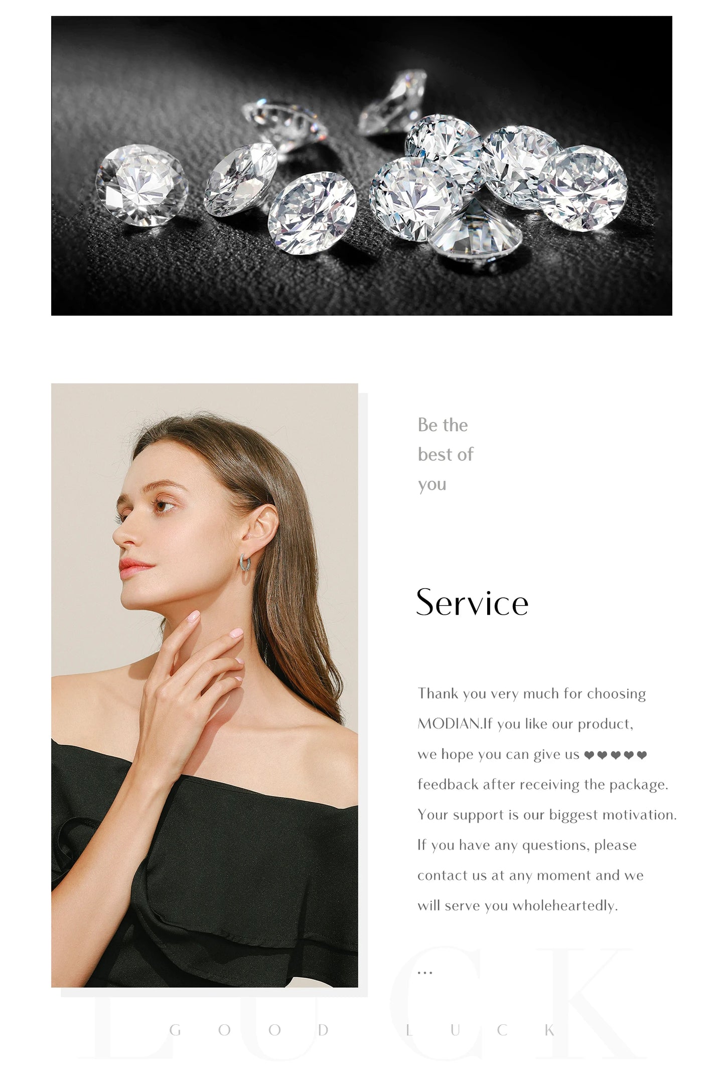 MODIAN D Color Sparkling Moissanite Circle Ear Buckle 925 Sterling Silver; cute ❤️