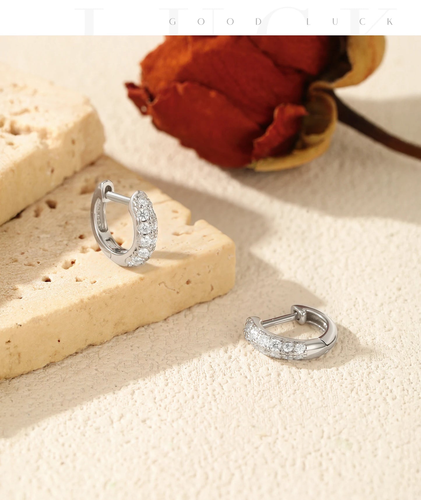 MODIAN D Color Sparkling Moissanite Circle Ear Buckle 925 Sterling Silver; cute ❤️