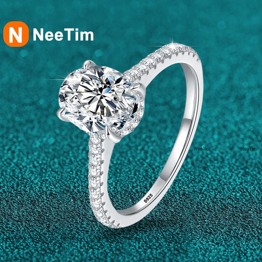 NeeTim 1ct 2ct 3ct Oval Cut Moissanite Rings with 925 Sterling Silver; the style ❤️